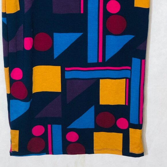 LuLaRoe Julia dress geometric blue yellow purple polyester size xs READ new - Picture 10 of 11